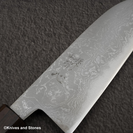 初心 青二鋼 ダマスカス 磨き 三徳 180mm