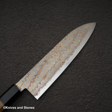 初心 隼 青二鋼 レインボーダマスカス 三徳 180mm