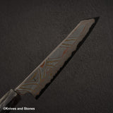 初心 x 二唐刃物鍛造所 彩 青二鋼 レインボーダマスカス 切付牛刀 210mm
