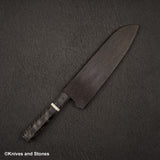 初心 頂 青二鋼・白二鋼 二層芯 ダマスカス 槌目 三徳 180mm 鞘付き