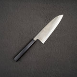 初心 x 吉金刃物 SKD合金工具鋼 梨地仕上げ ステンレスクラッド 三徳 170mm エボニーハンドル