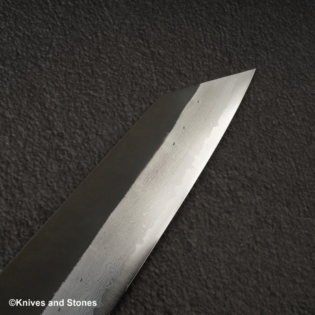 初心 蜃気楼 青紙スーパー ダマスカス 黒打ち 切付牛刀 240mm バーチハンドル