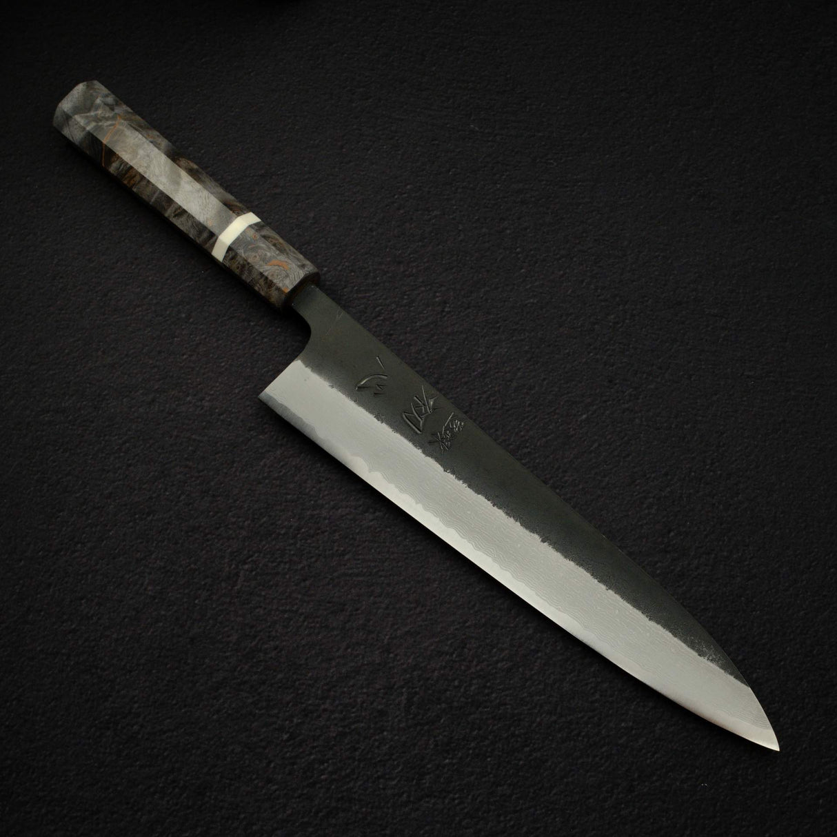 初心 蜃気楼 青紙スーパー ダマスカス 黒打ち 牛刀 240mm