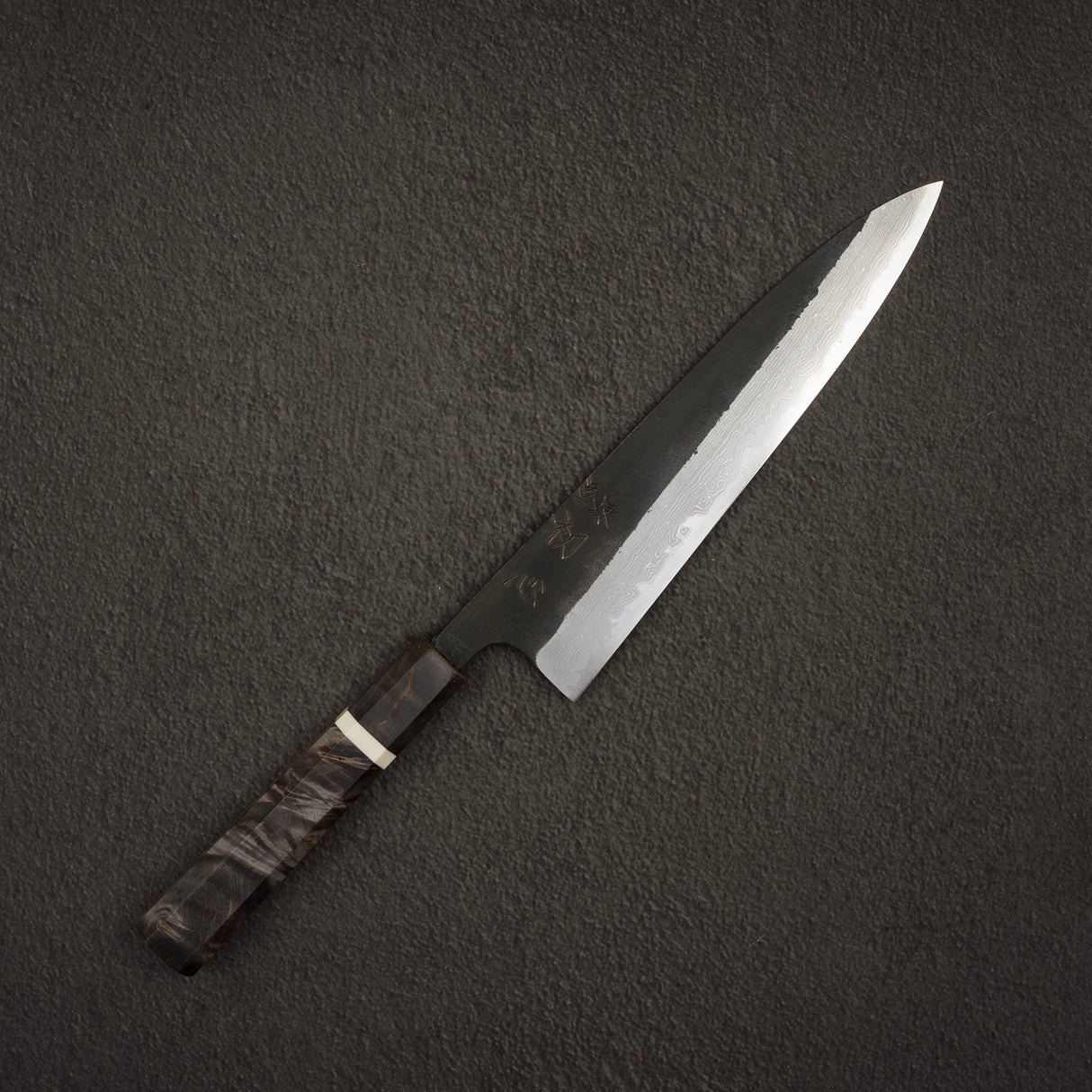 初心 蜃気楼 青紙スーパー 黒打ち ダマスカス 牛刀 210mm