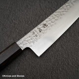 初心 隼 V金10号 ダマスカス 槌目 牛刀 210mm エボニーハンドル