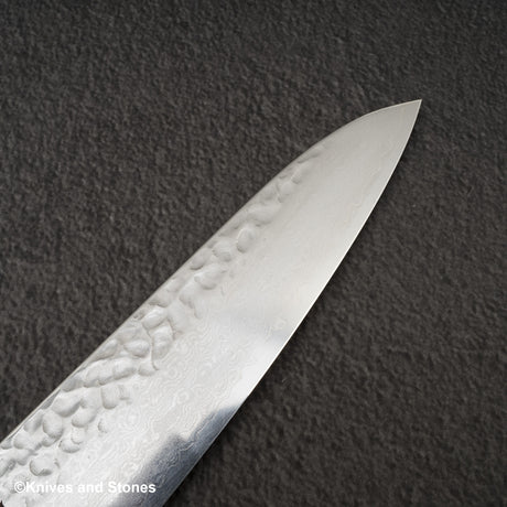 初心 隼 V金10号 ダマスカス 槌目 牛刀 210mm エボニーハンドル