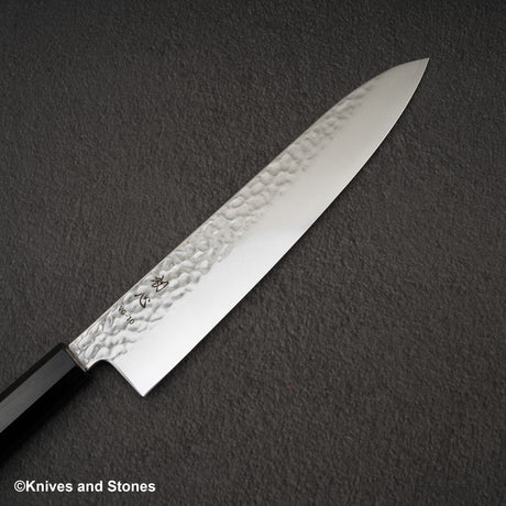 初心 隼 V金10号 ダマスカス 槌目 牛刀 240mm エボニーハンドル