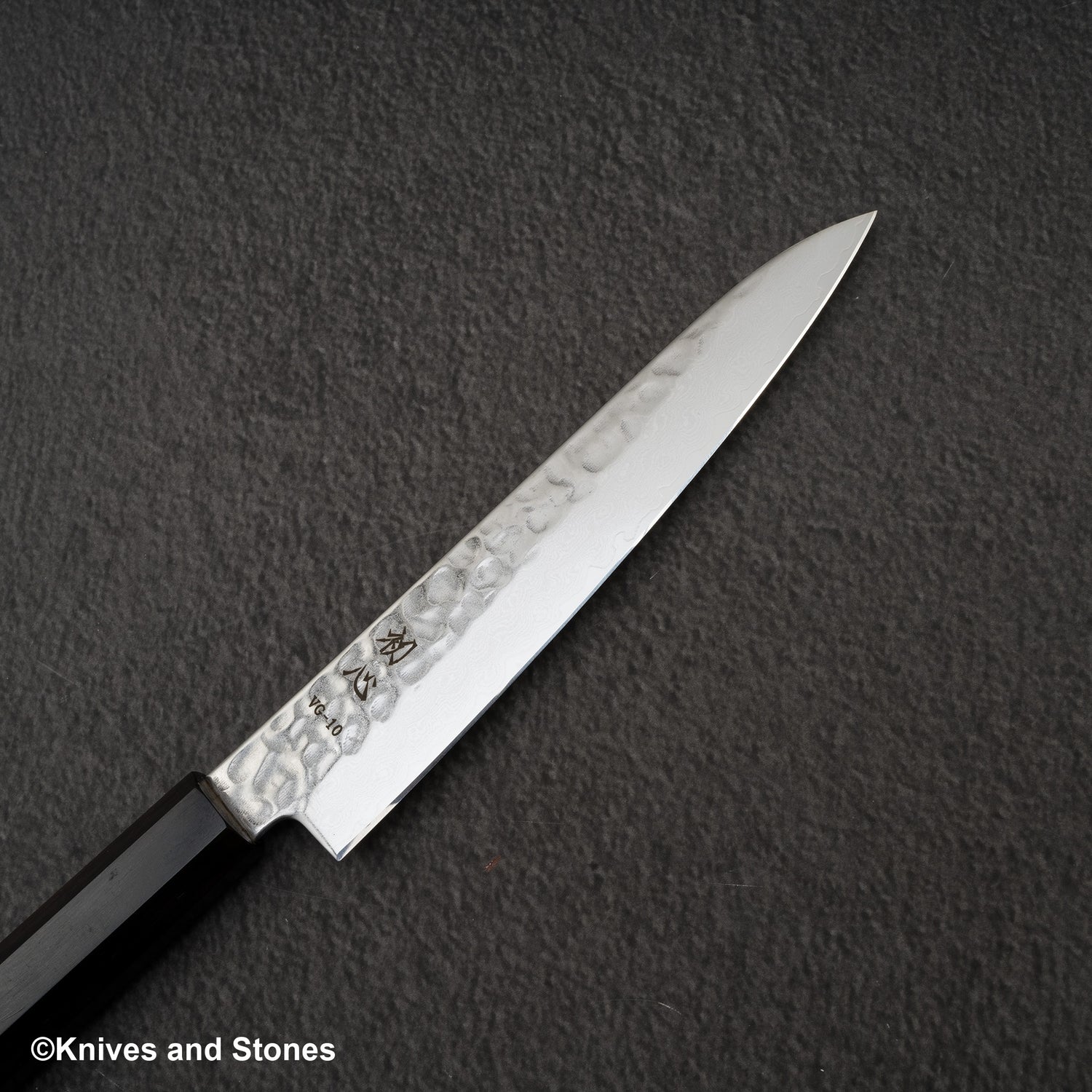 初心 隼 V金10号 ダマスカス 槌目 ペティナイフ 150mm エボニーハンドル