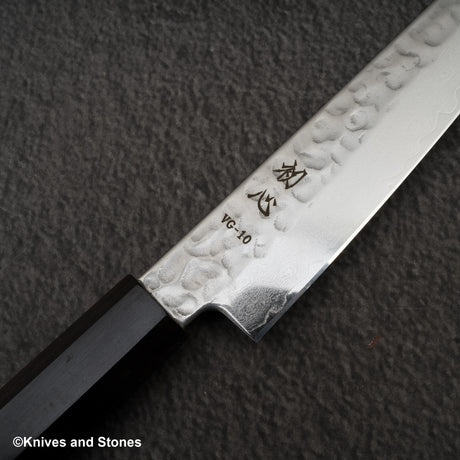 初心 隼 V金10号 ダマスカス 槌目 ペティナイフ 150mm エボニーハンドル