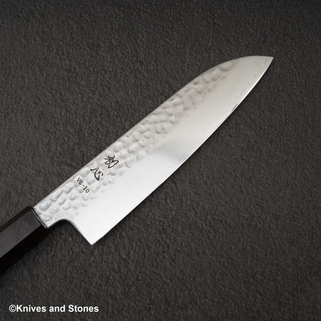 初心 隼 V金10号 ダマスカス 槌目 三徳 180mm エボニーハンドル
