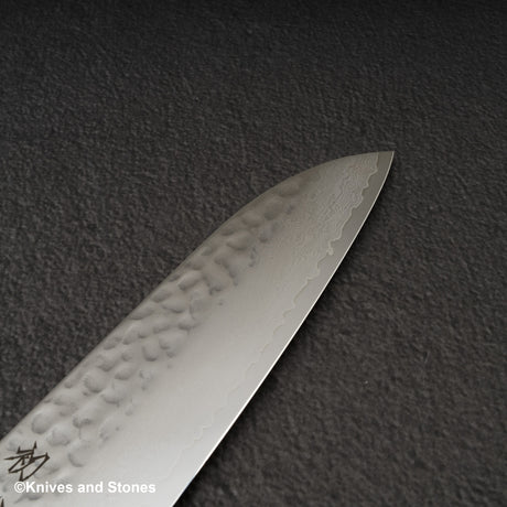 初心 隼 V金10号 ダマスカス 槌目 三徳 180mm エボニーハンドル