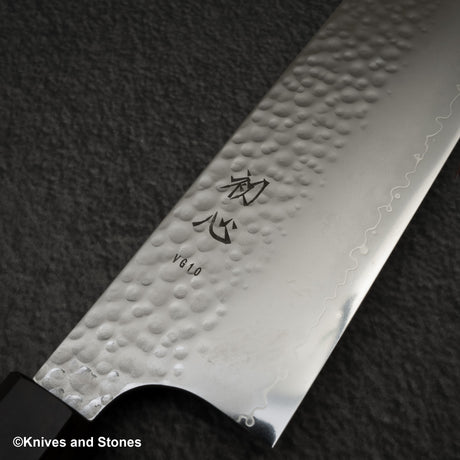 初心 隼 V金10号 槌目三層 菜切 180mm エボニー