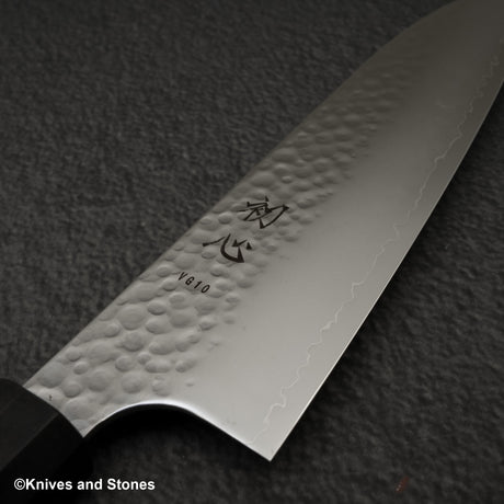 初心 隼 V金10号 槌目三層 三徳 180mm エボニー