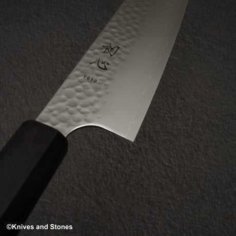 初心 隼 V金10号 槌目三層 三徳 180mm エボニー