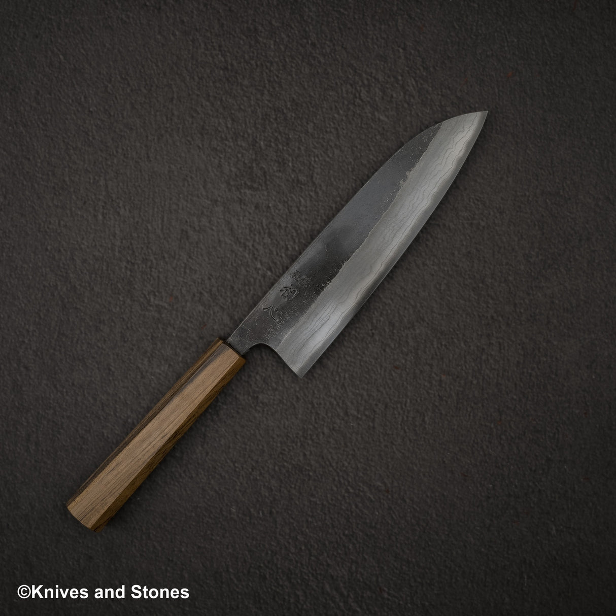 初心 雲影 青二鋼 黒打ちダマスカス 三徳 180mm ブラックチャカテ