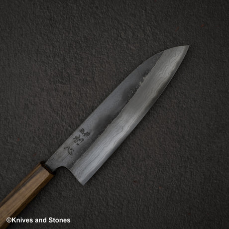 初心 雲影 青二鋼 黒打ちダマスカス 三徳 180mm ブラックチャカテ