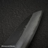 初心 雲影 青二鋼 黒打ちダマスカス 三徳 180mm ブラックチャカテ