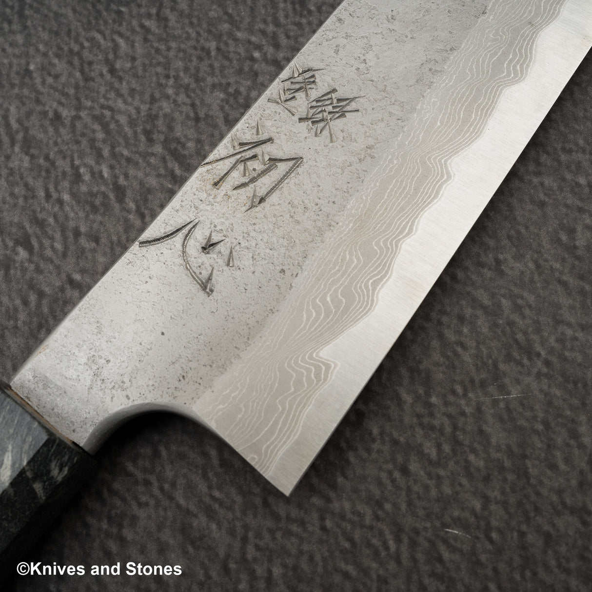 二唐刃物鍛造所 x 初心 流水 青二鋼 ダマスカス 梨地 牛刀 210mm