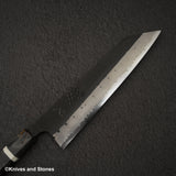 初心 蜃気楼 青紙スーパー 黒打ちダマスカス 切付牛刀 210mm バーチハンドル