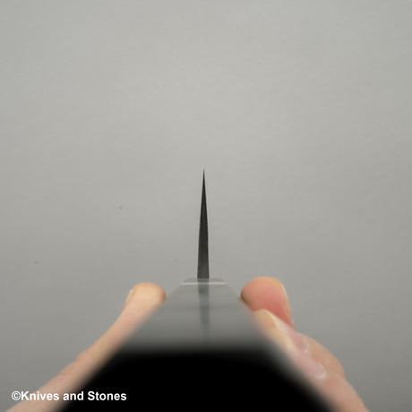 初心 蜃気楼 青紙スーパー 黒打ちダマスカス 切付牛刀 210mm バーチハンドル