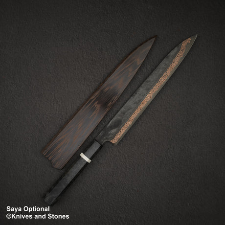初心 x 二唐刃物鍛造所 悦び SLD鋼 カッパーダマスカス 筋引 270mm バーチハンドル