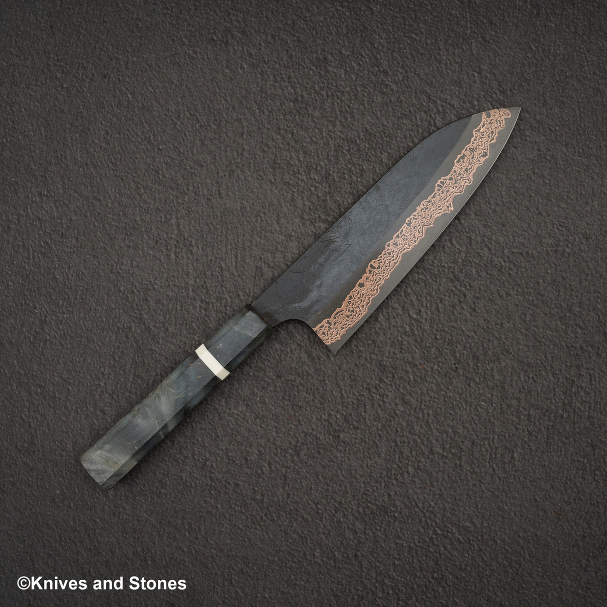 初心 x 二唐刃物鍛造所 悦び SLD鋼 銅ダマスカス 三徳 180mm