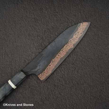 初心 x 二唐刃物鍛造所 悦び SLD鋼 銅ダマスカス 三徳 180mm