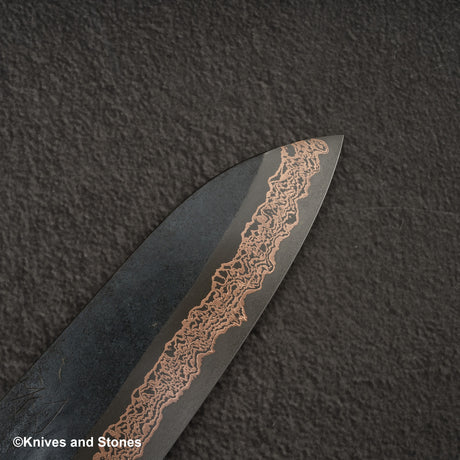 初心 x 二唐刃物鍛造所 悦び SLD鋼 銅ダマスカス 三徳 180mm