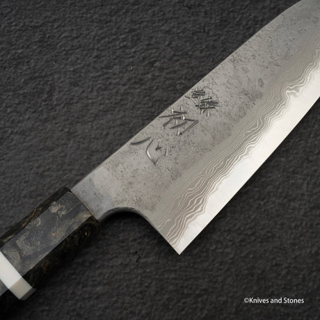 二唐刃物鍛造所 x 初心 流水 青二鋼 ダマスカス 三徳 170mm