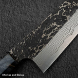 初心 x 二唐刃物鍛造所 悦びスペシャル SLD鋼 黒打ち ダマスカス 牛刀 210mm バーチハンドル