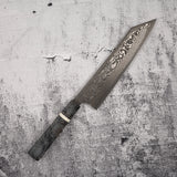 初心 x 二唐刃物鍛造所 悦びスペシャル SLD鋼 黒打ち ダマスカス 切付牛刀 240mm