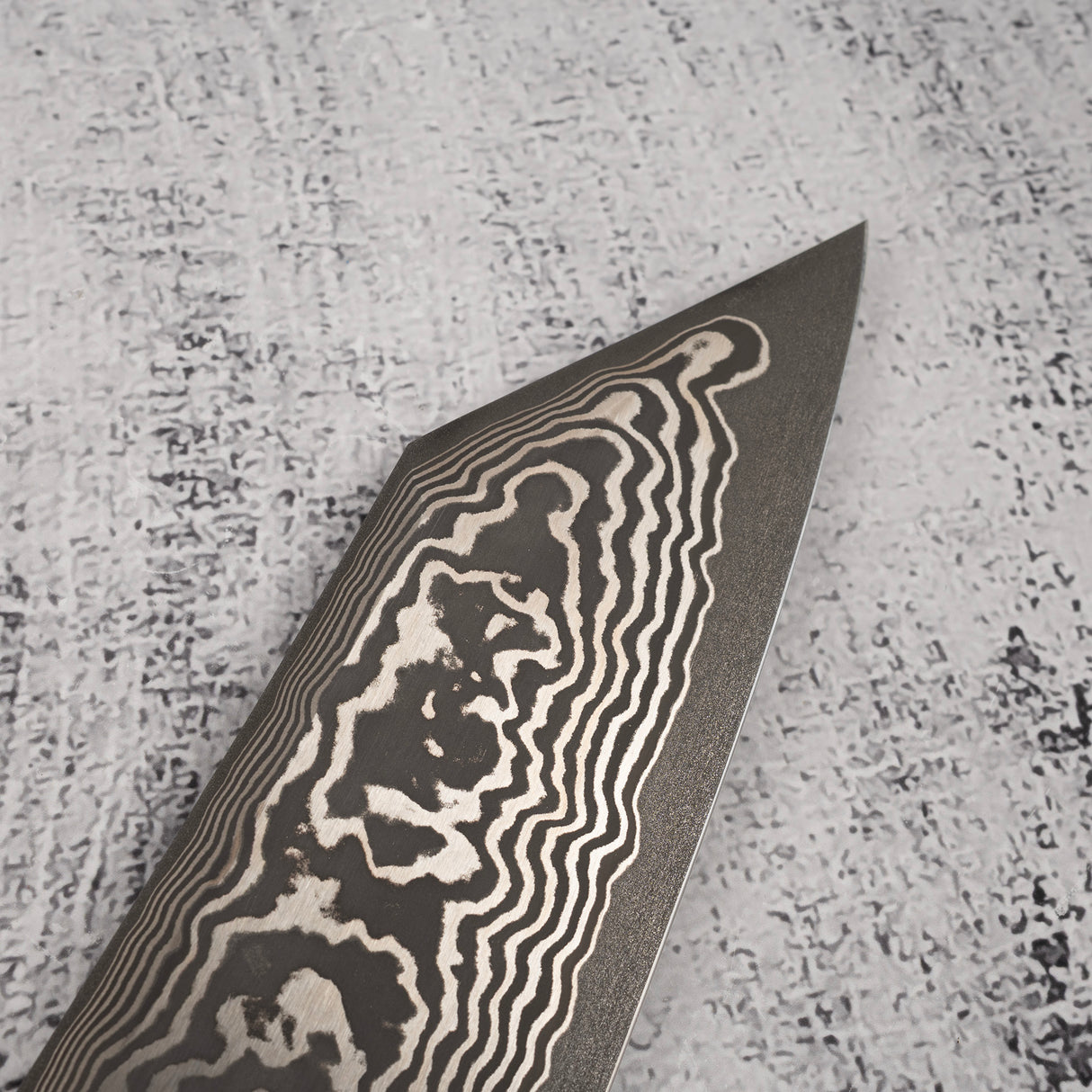 初心 x 二唐刃物鍛造所 悦びスペシャル SLD鋼 黒打ち ダマスカス 切付牛刀 240mm