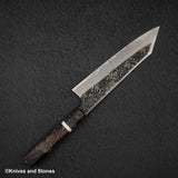 初心 x 二唐刃物鍛造所 悦びスペシャル SLD鋼 黒打ち ダマスカス 切付牛刀 210mm バーチハンドル