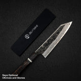 初心 x 二唐刃物鍛造所 悦びスペシャル SLD鋼 黒打ち ダマスカス 切付牛刀 210mm バーチハンドル