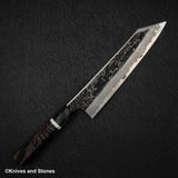 初心 x 二唐刃物鍛造所 悦びスペシャル SLD鋼 黒打ち ダマスカス 切付牛刀 240mm バーチハンドル