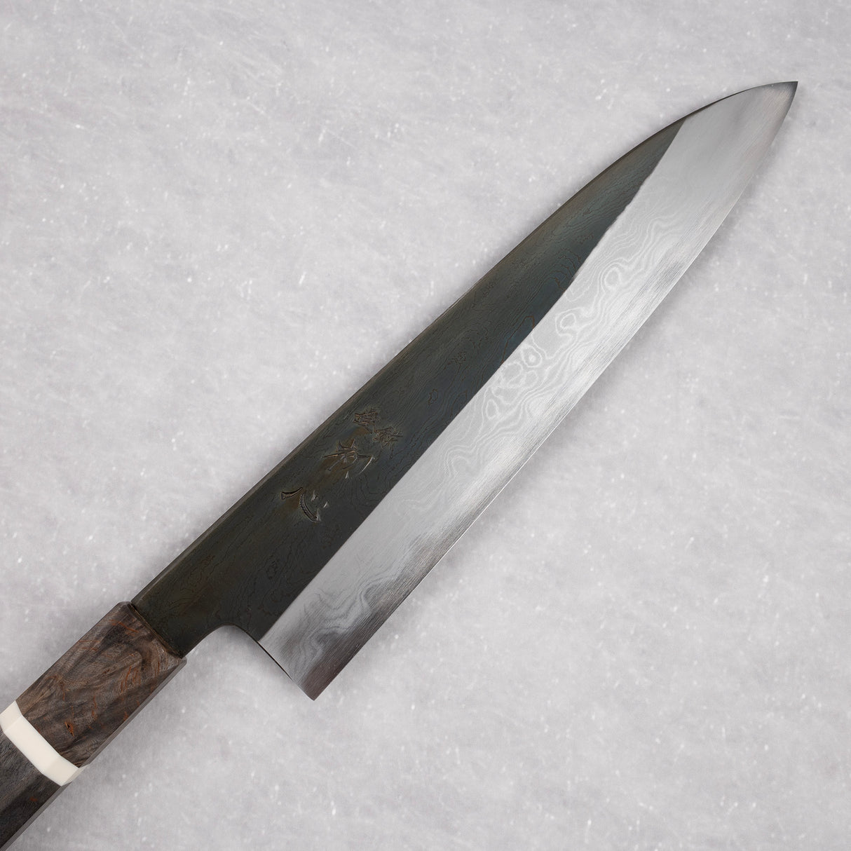 初心 x 中川打刃物 青一鋼 エッチングブラック ダマスカス 牛刀 210mm