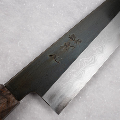 初心 x 中川打刃物 青一鋼 エッチングブラック ダマスカス 牛刀 210mm