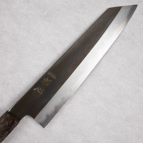 初心 x 中川打刃物 青一鋼 エッチングブラック ダマスカス 切付牛刀 210mm