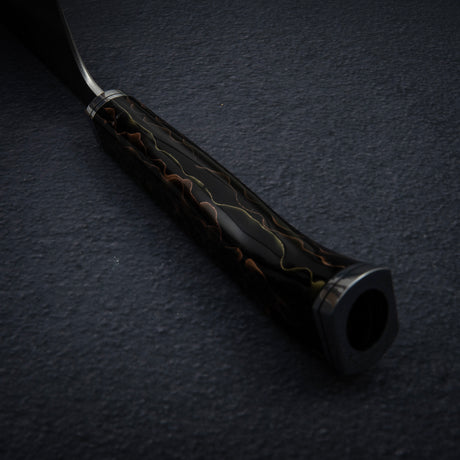初心 x 吉金刃物 SKD合金工具鋼 梨地 牛刀 210mm 高身 カッパーメッシュハンドル