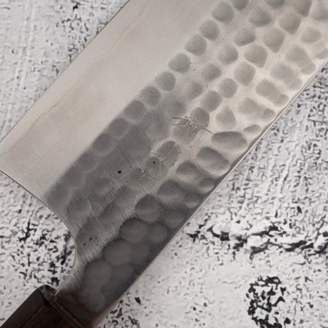 安竜 青二鋼 槌目 菜切 170mm ステンレスクラッド エボニーハンドル