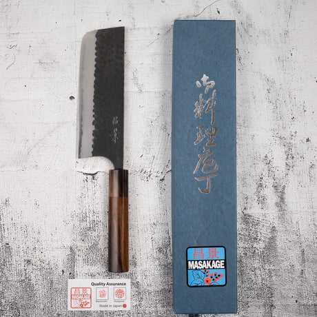 昌景 小石 青紙スーパー 黒打ち 槌目 菜切 165mm