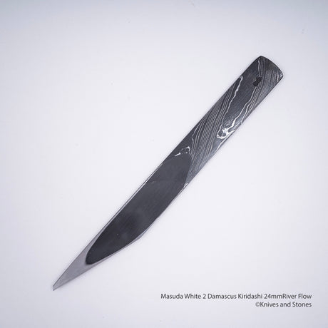 増田切出工場 白二鋼 流水 ダマスカス 切出 24mm