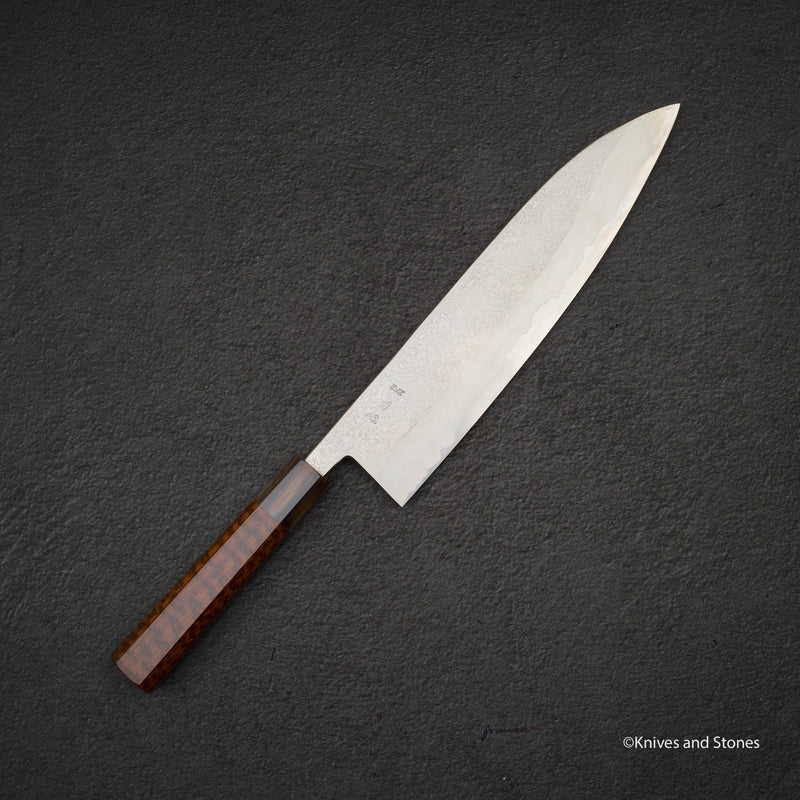 宮崎鍛冶屋 x 初心 銀三鋼 ダマスカス 牛刀 240mm スネークウッドハンドル