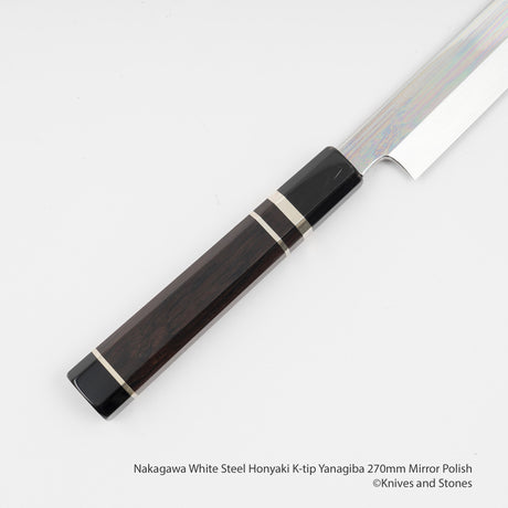 中川 白紙 本焼 切付柳刃 270mm 鏡面仕上げ