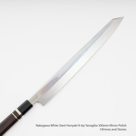 中川 白紙 本焼 切付柳刃 300mm 鏡面仕上げ