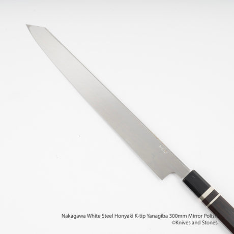 中川 白紙 本焼 切付柳刃 300mm 鏡面仕上げ