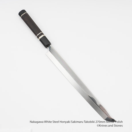 中川 白紙 本焼 先丸蛸引き 270mm 鏡面仕上げ