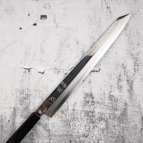 中川打刃物 銀三鋼 切付柳刃 330mm ミラー仕上げ エボニーハンドル