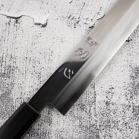 中川打刃物 銀三鋼 切付柳刃 330mm ミラー仕上げ エボニーハンドル
