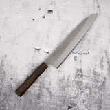 二唐刃物鍛造所 青紙スーパー 牛刀 240mm 黒打ち 槌目 チャカテ